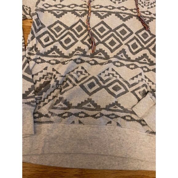 BKE Lounge women’s Aztec patterned hooded pullover cotton long sleeve sweater L - Picture 3 of 9